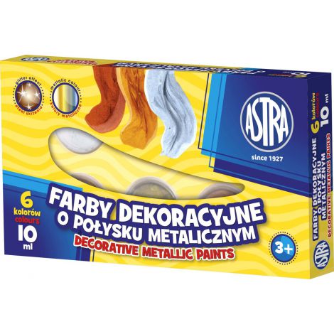 Farby dekoracyjne Astra metaliczny połysk, 6 kolorów, 10 ml